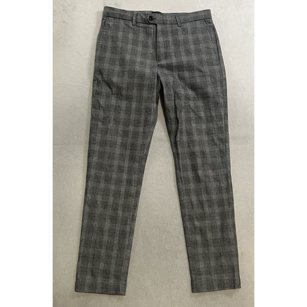 Banana Republic Pants Mens 32x34 Gray Glen Plaid Slim-Tapered Dress Trousers